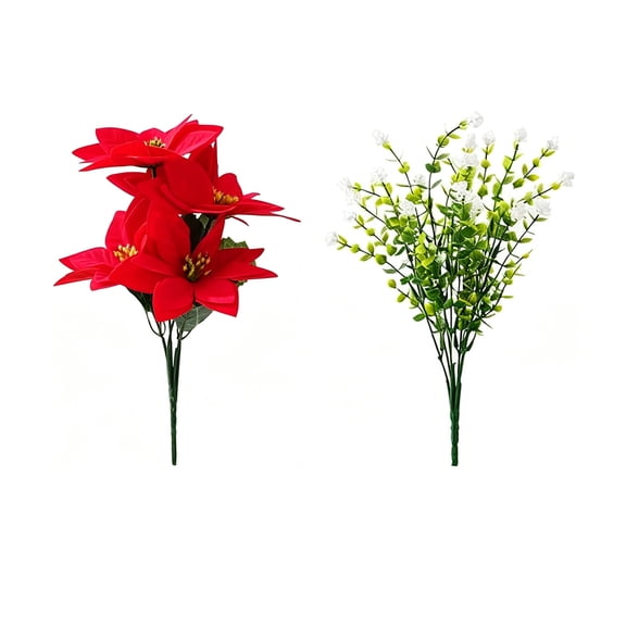 ZORVINEX Artificial Poinsettia Flower Bouquet, Realistic Waterproof Floral Stems, Adjustable Branches for Holiday Home Decor & DIY Flower Arrangements,Multicolor