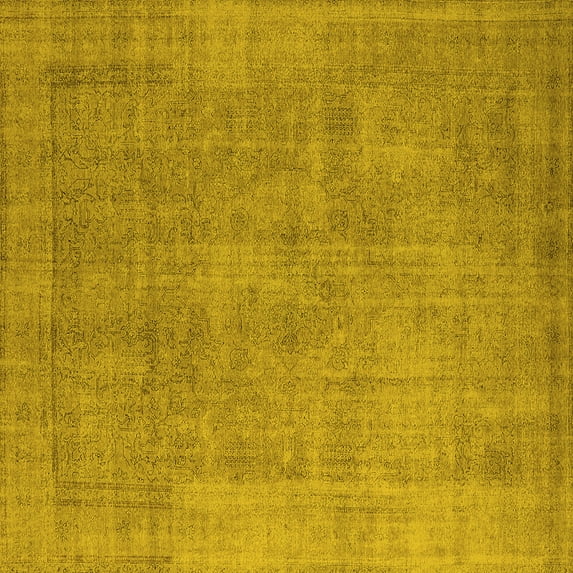 Ahgly Company Indoor Square Oriental Yellow Industrial Area Rugs, 3' Square