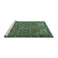 thumbnail image 2 of Ahgly Company Machine Washable Indoor Square Persian Turquoise Blue Traditional Area Rugs, 8' Square, 2 of 4