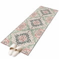 thumbnail image 2 of 2'x6' Rug Runners for Hallways Kitchen, Green Pink Boho Floral Non Slip Entryway Beside Floor Carpet Runner, Southwestern Ethnic Flowers Retro Laundry Room Bedroom Throw Rugs Mat for Family Pet, 2 of 8