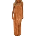 thumbnail image 2 of Backless Cami Dresses for Women Cami Lounge Dress Backless Sleeveless House Dress Flowy Sundress with Back Tie Orange XL, 2 of 6