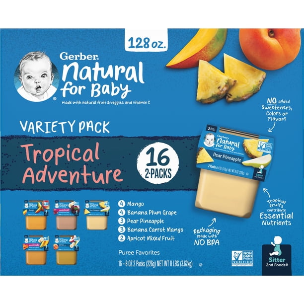 Alimento para bebés Gerber 2nd Foods Natural Tropical Adventure 32 x 120 g