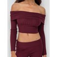 thumbnail image 4 of Rdhnmea Women's Long Sleeve Y2k Crop Tops Off Shoulder Slim Fit Casual Knit Going Out Shirts Tee Clothing Streetwear 2024, 4 of 6