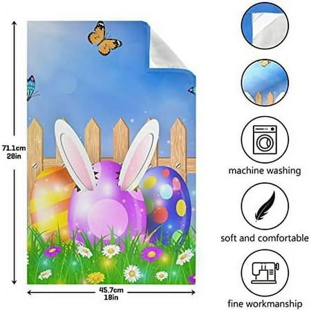 

SKYSONIC Easter Eggs Kitchen Towel 18 x28 Set of 6 Super Soft Absorbent Hand Towel Tea Towel Tableware Cleaning Rag for Kitchen Hotel Bathroom