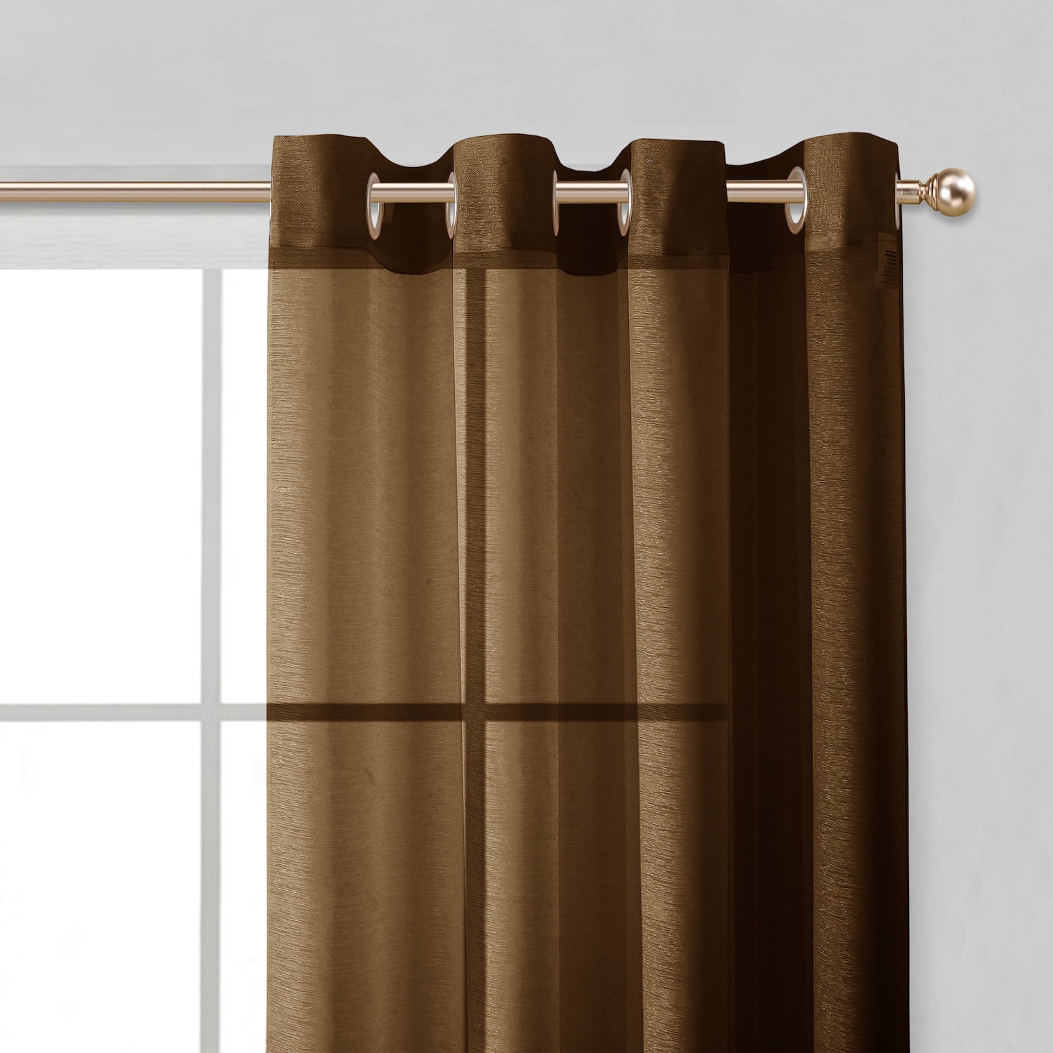 Dainty Home Malibu Textured Semi-Sheer Linen Look Grommet Top Curtain Set Of 4, 54" x 84" each (Covers Two Windows)