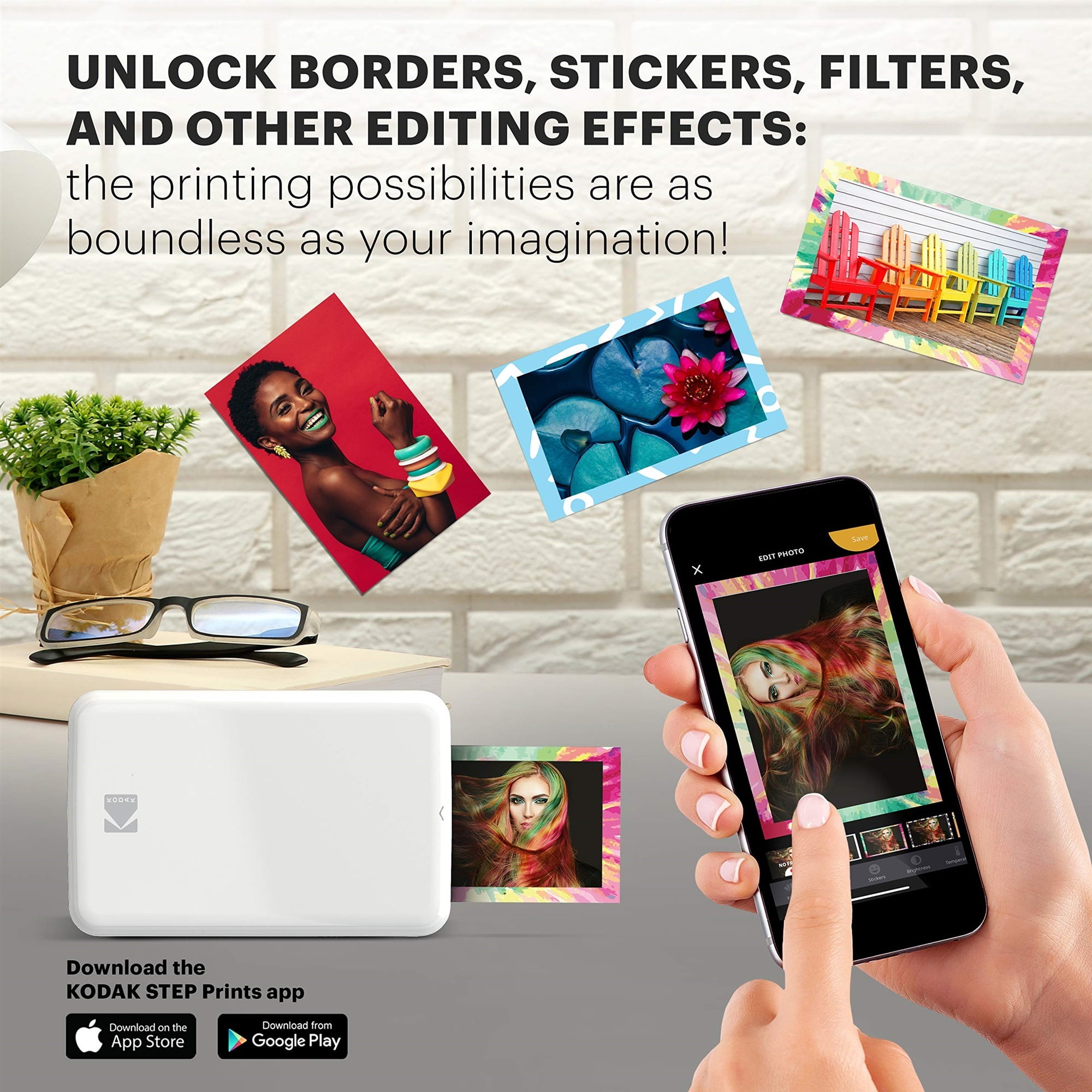 Kodak Step Instant Smartphone Printer with ZINK Zero Ink, Bluetooth & NFC, 2x3 Prints