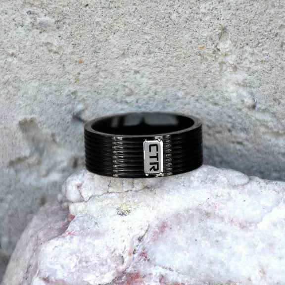 Ringmasters Racing Stripes Black Colored Stainless Steel Choose the Right CTR Ring Size 13