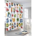 thumbnail image 3 of Fsddascl Summer Coastal Shower Curtain Set - 72" x 78" Washable Bathtub Curtain with 12 Hooks, Flamingo Starfish Watermelon Lemon Waterproof Fabric Stall Shower Curtains for Bathroom/Bathtub Décor, 3 of 6