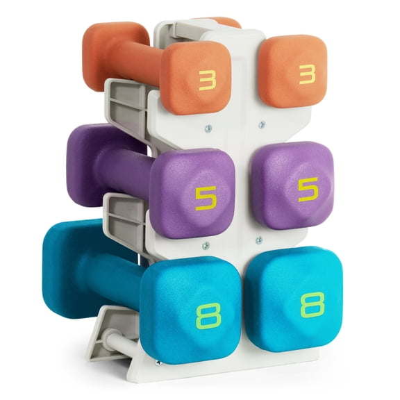 CAP 32 lb Neoprene Zen Dumbbell Set with Rack