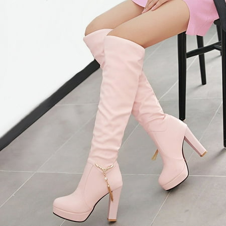 

Shldybc Women s Pointed Toe High Heel Boots Long Stretch Sexy Knee High Pull On Boots Fall Weather Winter Shoes on Clearance