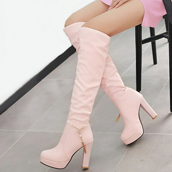 LSLJS Women's Pointed Toe High Heel Boots Long Stretch Sexy Knee High Pull On Boots Fall Weather Winter Shoes