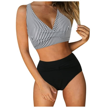 Women High Waisted Bikini Sets Tummy Control Swimsuits Two Piece Cheeky Swim Suits 2025 V-Neck Halter Ruched Bikinis Bottoms Bathing Suits