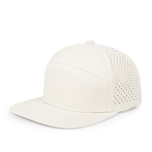 Men Flat Brim Adjustable Performance Hat Snapback Laser Perforated Baseball Cap White