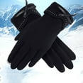 thumbnail image 4 of Dyfzdhu Fall Winter Screen Gloves Outdoor Driving Riding Warm Gloves Women Fleece Bow Knot Non Down Fleece Gloves Black, 4 of 4