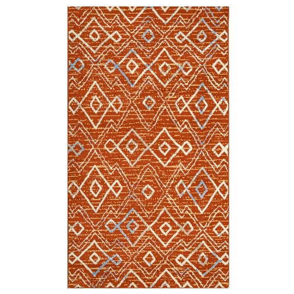 Furnish My Place Indoor Moroccan Geometric Print Rug with Jute Backing - 2 ft. x 4 ft., Rust, Patterned, Area Rug for Living Room, Bedroom, Hallway