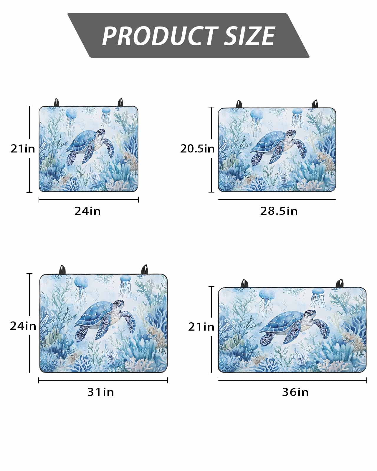 Stove Top Covers for Electric Stove, Sea Turtle Coastal Glass Stovetop Cover Protector, Blue Summer Beach Coral Jellyfish Induction Cooktop Protector Oven Mat for Kitchen Countertop 24"x21"