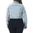 thumbnail image 4 of Agnes Orinda Women's Plus Size Jean Button Outfits Fashion Cropped Denim Jackets 1X Light Blue Snow Wash, 4 of 8