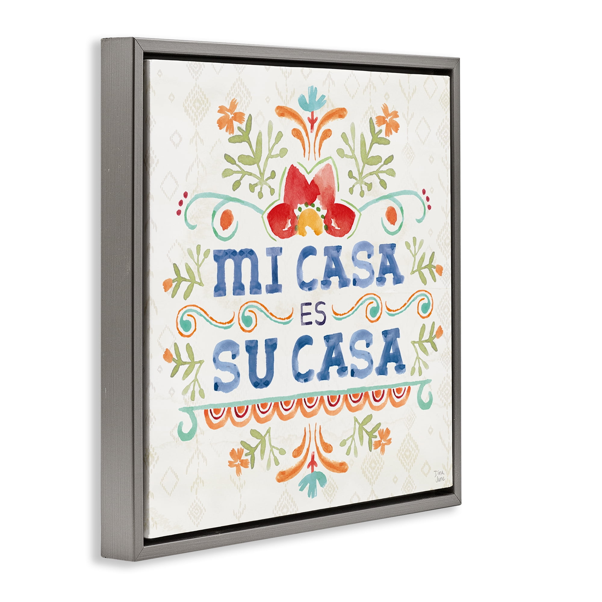 Stupell Industries Su Casa Hogar Acogedor Inspirational Quotes & Sayings Painting Gray Floater Framed Art Print Wall Art, 25 x 25
