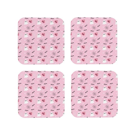 

Tideii Bat And Pumpkin for Leather Coasters 4 Pieces Anti-fouling and Anti-scalding Decorative Coasters Suitable for Restaurants Kitchens Coffee Shops-Square