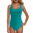 thumbnail image 1 of Women's Athletic Racerback Swimsuit - Color Block Boyleg Bathing Suit - Removable Padding - Nylon/Spandex - S-XXL - Lap Swimming, 1 of 4