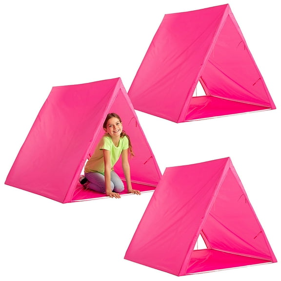 Fun Express 45" x 40" Bulk Bright Pink Plastic Sleepover Tents Kit - 3 Pieces