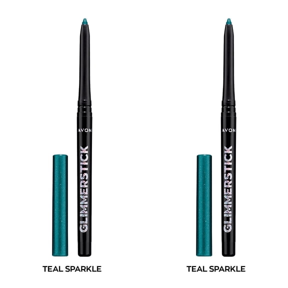 Avon Ultra Colour Glimmerstick Retractable Diamonds Eyeliner, TEAL SPARKLE, Waterproof & Smudge-Proof Shimmer Eye Makeup, SET OF 2, 0.012 oz / 0.35 g Each