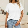 thumbnail image 2 of WEIYLL Womens Tshirt Basic Loose Fit Crewneck Summer Solid Color Silver Tops Sizes XXL, 2 of 6