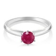 thumbnail image 2 of Gem Stone King 18K White Gold Red Ruby Engagement Solitaire Ring for Women (0.55 Cttw, Round 5MM, Gemstone July Birthstone, Size 7), 2 of 4