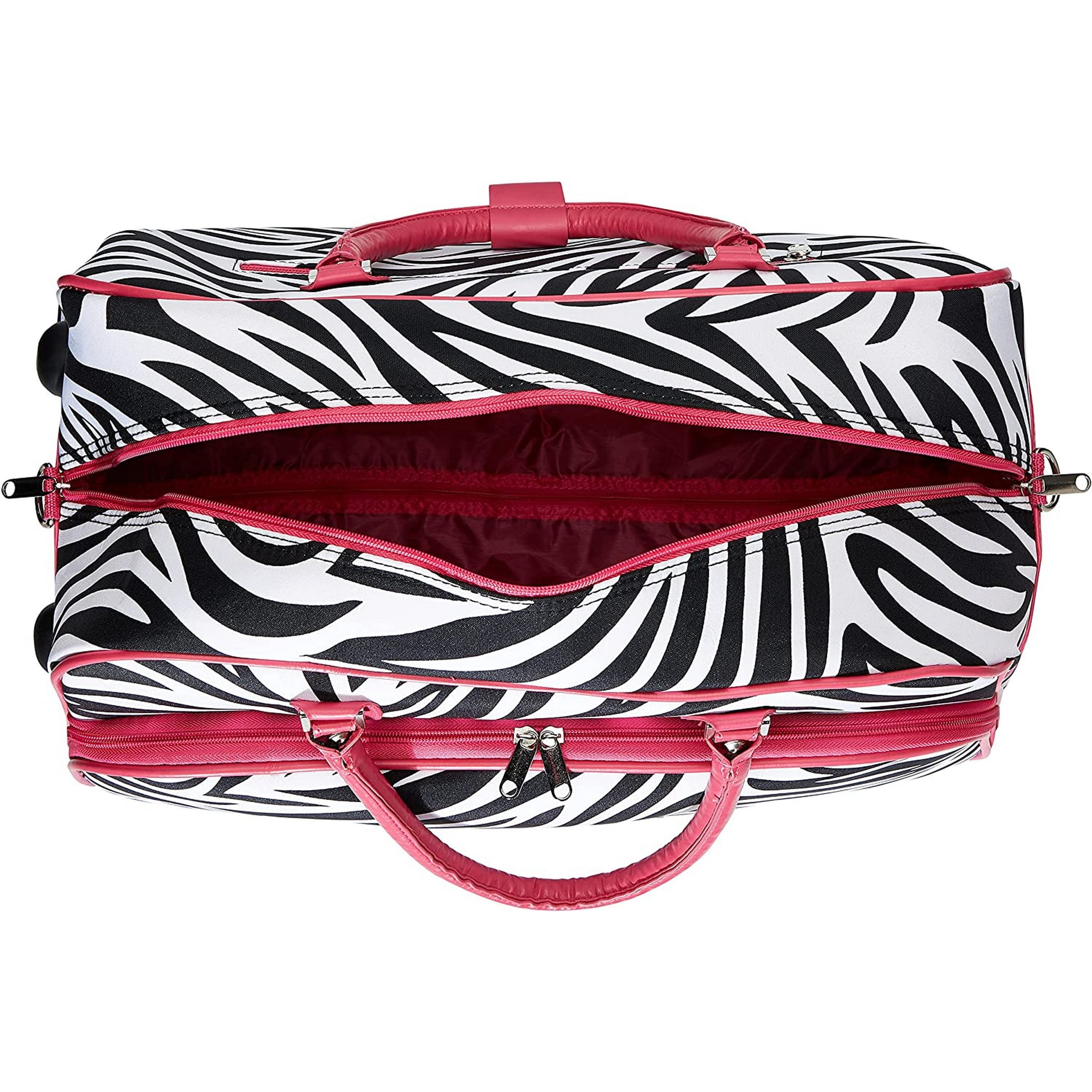 CalBags Animal Prints 21-Inch Carry-On Rolling Duffel Bag - Pink Trim Zebra