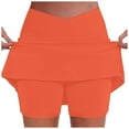thumbnail image 1 of Conjunto de leggings con falda deportiva de cintura alta y bolsillos para mujer - Moda deportiva con cuello en V - Entrenamientos/ropa informal, 1 of 5
