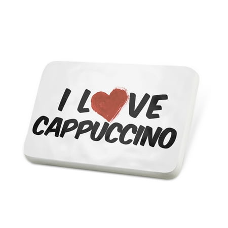 Porcelein Pin I Love Cappuccino Coffee Lapel Badge – NEONBLOND