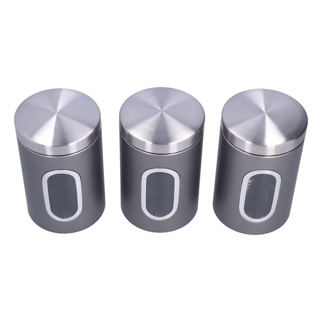 LYUMO Storage Jar,Stainless Steel Jar,3Pcs Storage Jar Stainless Steel Food Tea Nut Container with Window Durable and Large Capacity for Kitchen