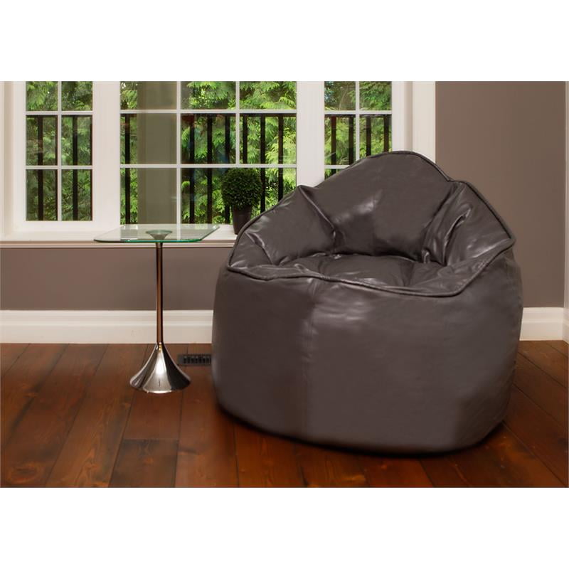 (Set of 2) Microfiber Leather Bean Bag Chair in Grey Walmart Canada