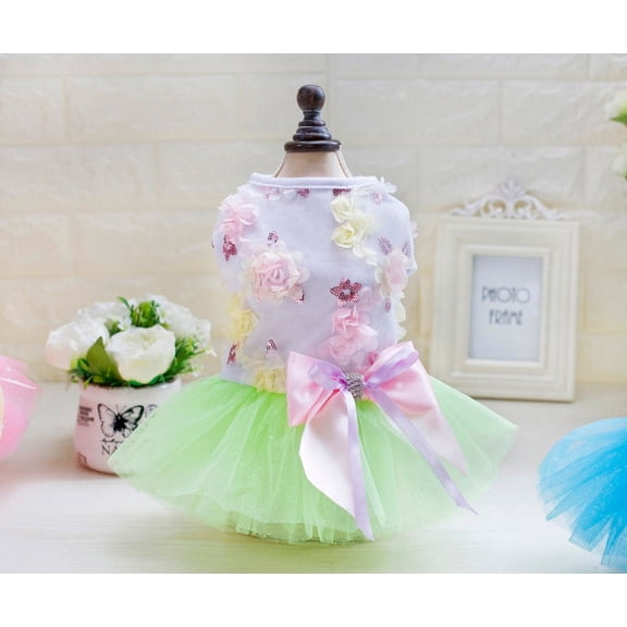 Adorable Pet Dog Puppy Dress Apparel Skirt Outfit with Grid Pattern for Small Medium Sizes