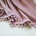 thumbnail image 5 of Manta de franela con flecos de pompón, manta de cama ligera y acogedora, manta suave para sofá, adecuada para todas las estaciones (rosa, 51' x 59'), 5 of 5