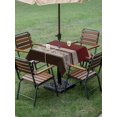 thumbnail image 4 of Outdoor Tablecloth with Umbrella Hole for Patio/Picnic/Party/Camping, Red Floral Waterproof Table Cloth Square Cover Washable, Modern Farmhouse Leaves Brown Striped (60"x 60"), 4 of 8