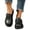 Black, variant on Women Adjustable Buckle Perforated Platform Clog Mules Round Toe Slip On Casual Shose