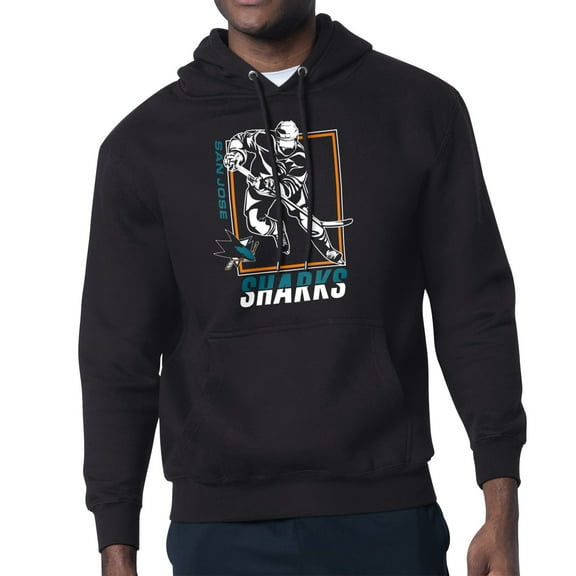 Men's Starter Black San Jose Sharks Player Grid Fleece Pullover Hoodie