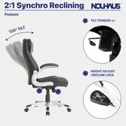 Nouhaus Posture Ergonomic PU Leather Office Chair. Click5 Lumbar Support with FlipAdjust Armrests. Modern Executive Chair and Computer Desk Chair