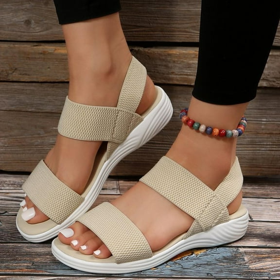 BONIXOOM House Slippers For Woman Clearance Slip-On None V-Day Casual Summer Womens Shoes Beige Size 8.5