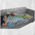 thumbnail image 6 of Colorful Soft Flannel Fleece Throw Blanket, Rainbow Toned Castle in the Ocean with Mermaid and Fishes Colorful Composition, Cozy Plush for Indoor and Outdoor Use, 70" x 90", Multicolor, by Ambesonne, 6 of 6
