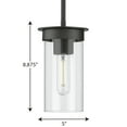 thumbnail image 2 of Kellwyn Collection One-Light Matte Black and Clear Glass Transitional Style Hanging Mini-Pendant Light, 2 of 2