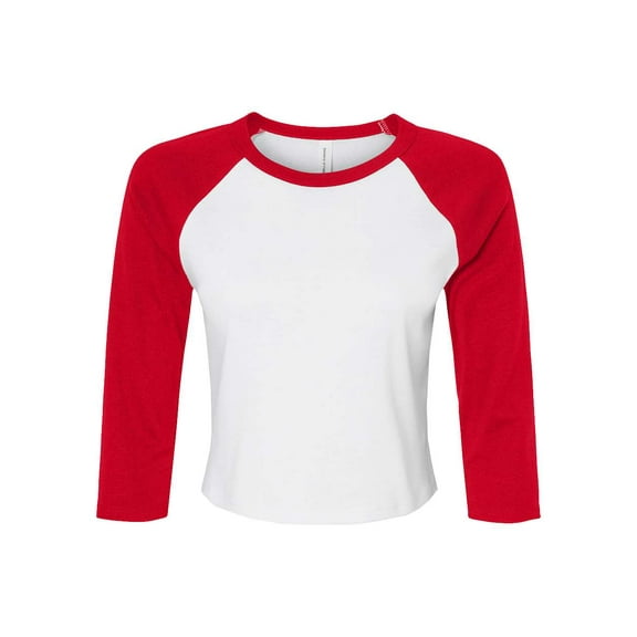 Bella & Canvas B15906107 Women Micro Rib 3 by 4 Raglan Sleeve Baby T-Shirt, White & Red - 2XL