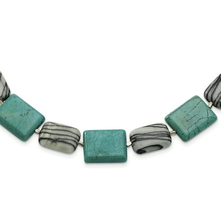 - Sterling Silver Dyed Howlite & Zebra Jasper Necklace