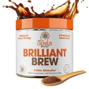 Mushroom Coffee Alternative Focus, Immunity, & Natural Energy Support, Cocoa Flavored, Brilliant Brew by the Genius Brand
