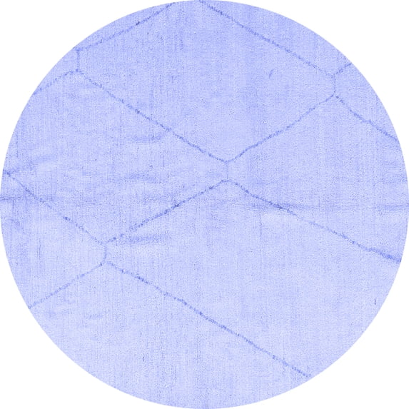 Ahgly Company Machine Washable Indoor Round Solid Blue Modern Area Rugs, 3' Round
