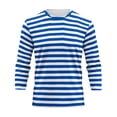 thumbnail image 5 of WIZUTIZ Mens Shirt Striped Cotton Spandex Crewneck Long Sleeve Basic Pullover Stripe Casual Crew Tee Shirt, 5 of 5