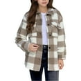 thumbnail image 3 of AHTJRT Button Down Cardigans for Kids Lapel Long Sleeve Outerwear with Pockets Thermal Double Fleece Lined Coats Fashion Plaid Sweaters Gray 12-13 Years, 3 of 9