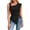 Black, variant on Women's Sleeveless Blouse Asymmetric Neckline Top with Side Slit Detail for Contemporary Style S Size Light Blue