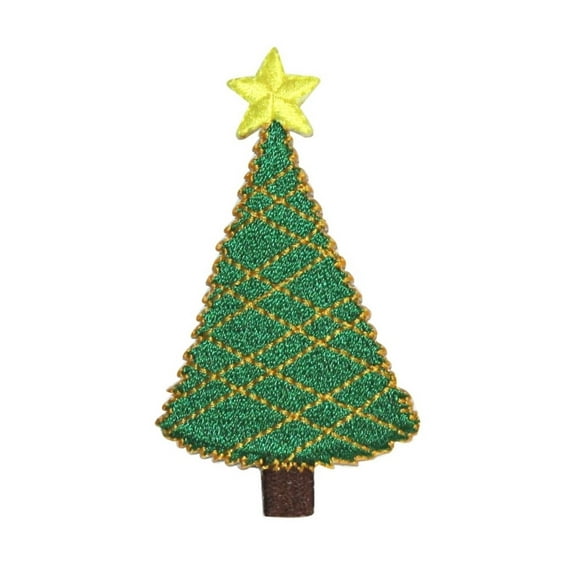 ID 8165A Christmas Tree With Star Patch Holiday Embroidered Iron On Applique